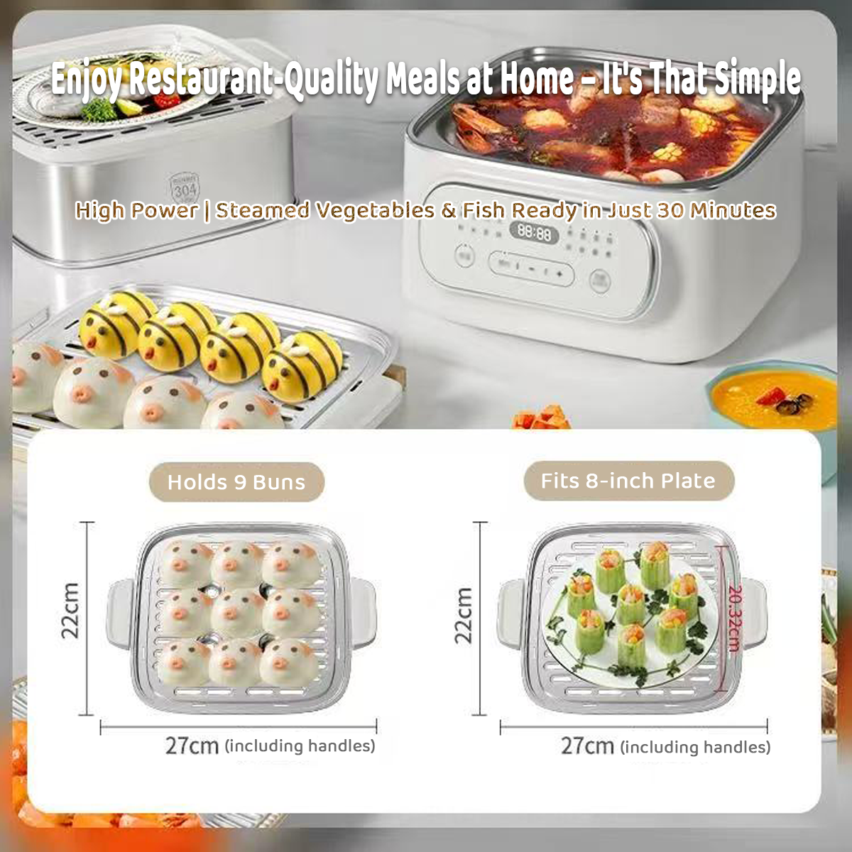 Hoper Layer Multifunctional Three-layer Stainless Steel Steamer AU Modeal V940-HG-179-01
