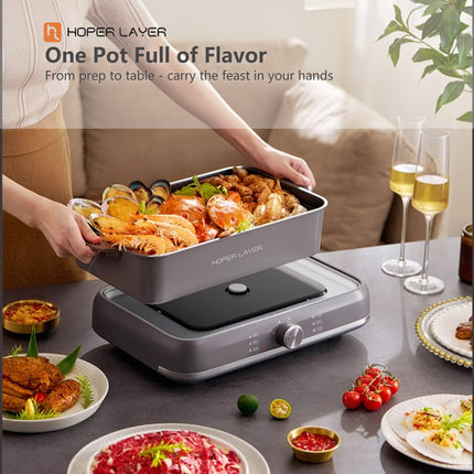HOPER LAYER Electric Hot Pot 6L - Multifunctional Nonstick Cooker with Grill, Boil, Simmer & Fry Modes 2000W V940-HG-181-01