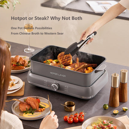 HOPER LAYER Electric Hot Pot 6L - Multifunctional Nonstick Cooker with Grill, Boil, Simmer & Fry Modes 2000W V940-HG-181-01
