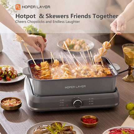 HOPER LAYER Electric Hot Pot 6L - Multifunctional Nonstick Cooker with Grill, Boil, Simmer & Fry Modes 2000W V940-HG-181-01