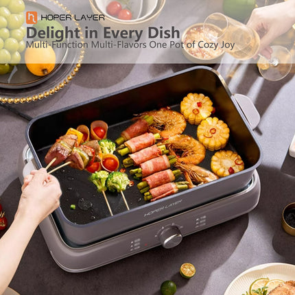 HOPER LAYER Electric Hot Pot 6L - Multifunctional Nonstick Cooker with Grill, Boil, Simmer & Fry Modes 2000W V940-HG-181-01
