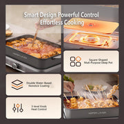 HOPER LAYER Electric Hot Pot 6L - Multifunctional Nonstick Cooker with Grill, Boil, Simmer & Fry Modes 2000W V940-HG-181-01