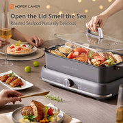 HOPER LAYER Electric Hot Pot 6L - Multifunctional Nonstick Cooker with Grill, Boil, Simmer & Fry Modes 2000W V940-HG-181-01