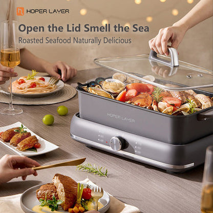 HOPER LAYER Electric Hot Pot 6L - Multifunctional Nonstick Cooker with Grill, Boil, Simmer & Fry Modes 2000W V940-HG-181-01