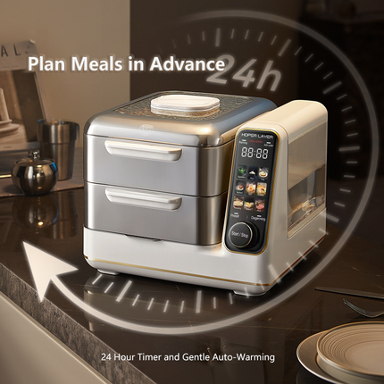 Hoper Layer Electric Food Steamer 16L Large Capacity 10 Second Start 24H Timer Independent Water Tank V940-HG180-01