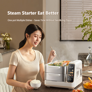 Hoper Layer Electric Food Steamer 16L Large Capacity 10 Second Start 24H Timer Independent Water Tank V940-HG180-01