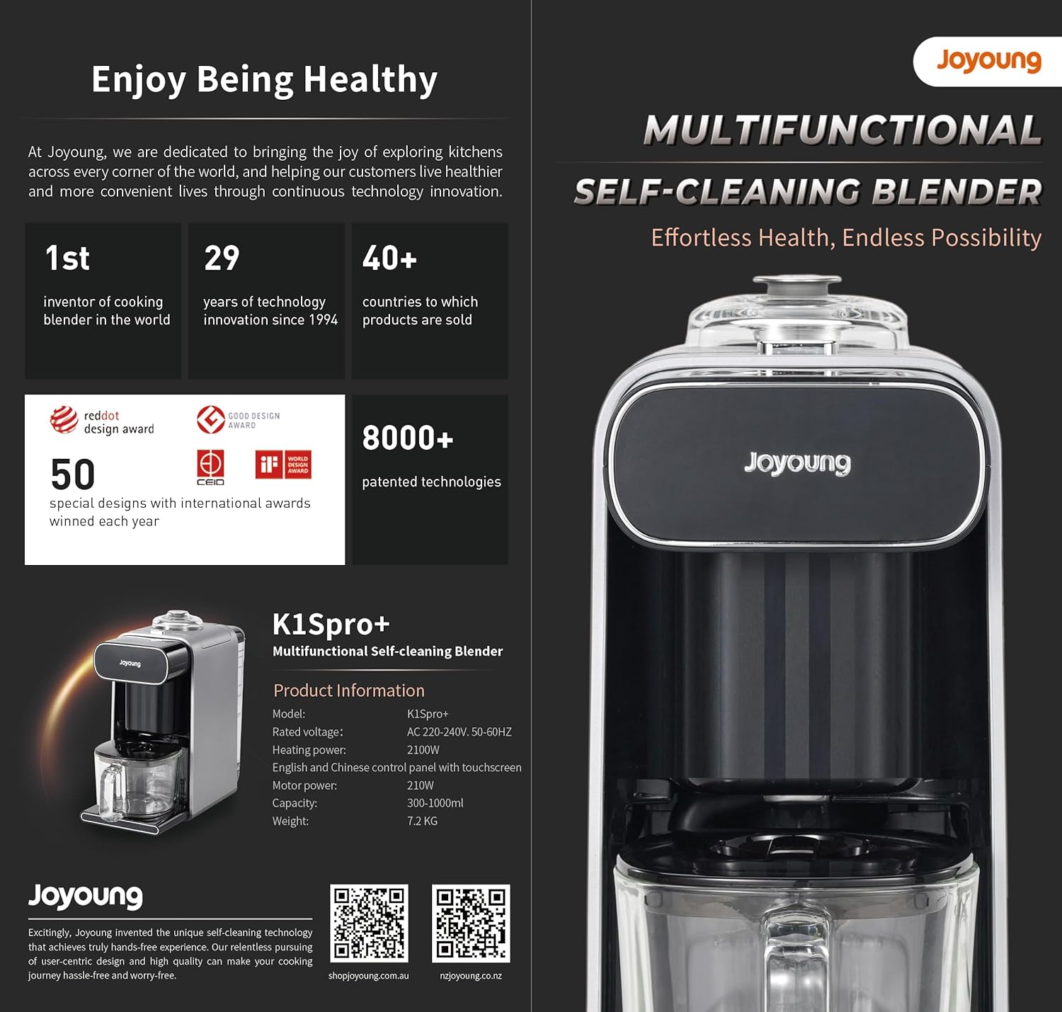 Joyoung K1S Pro Soymilk Machine Soybean Milk Coffee Maker Juicer Water Dispenser V940-K1S PRO