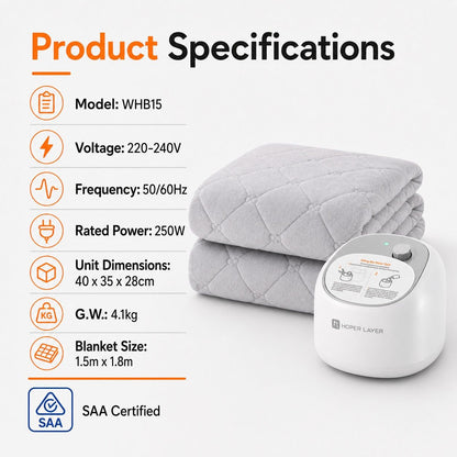 HOPER LAYER WHB15 Water Heated Blanket Water Heating Mattress Pad