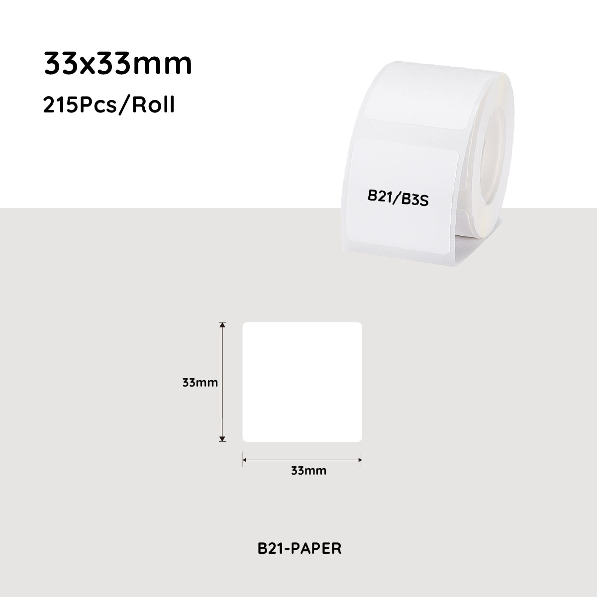 NiiMbot white label paper 33*33mm 215 Pcs For B21/B3S/B1 V943-B-PAPER-R3333-215