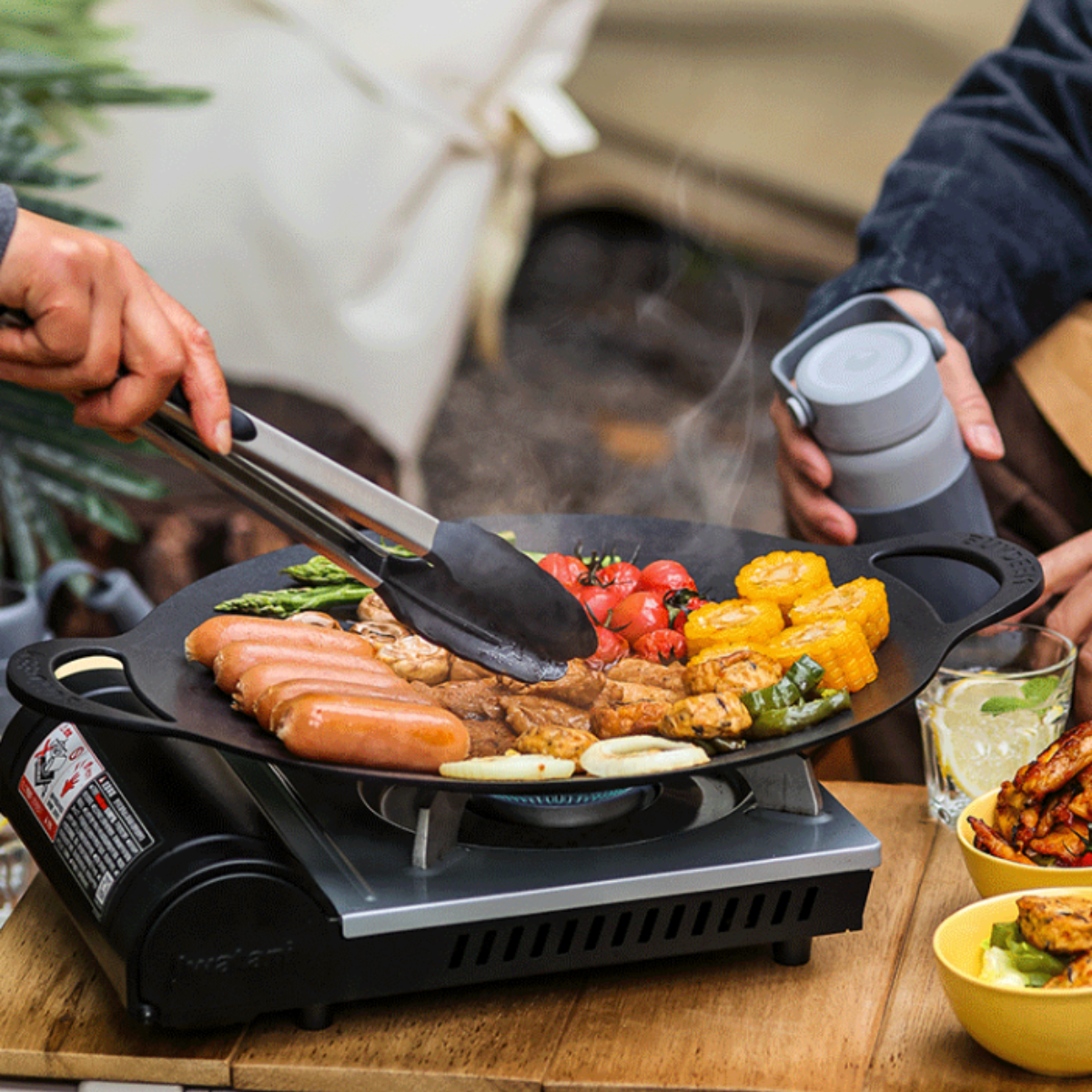 BUYDEEM Grill Pan Nonstick 36cm Round BBQ Griddle Indoor or Outdoor Cooking V943-CP101-36CM-BLACK