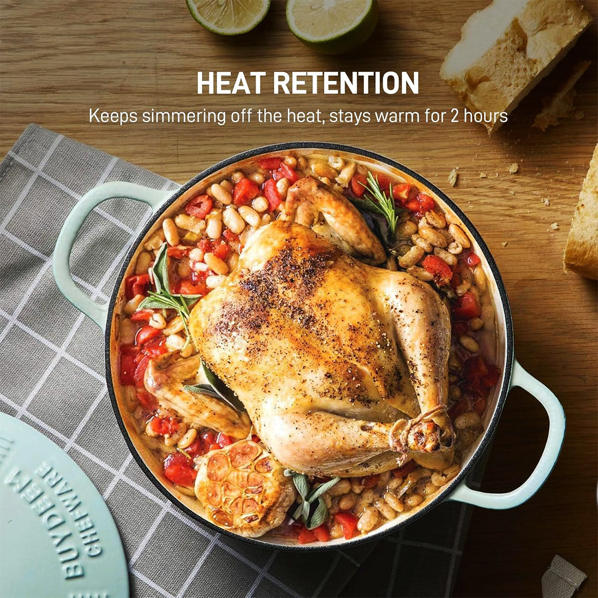 BUYDEEM CP521 Enameled Cast-Iron Dutch Oven V943-CP521-GREEN