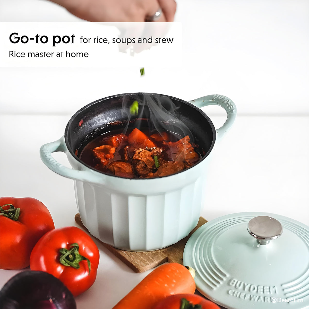 BUYDEEM 1.8L Enameled Cast Iron Dutch Oven CP541 V943-CP541-GREEN