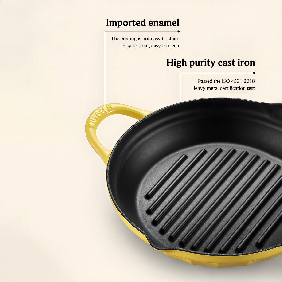 BUYDEEM CP553 Enameled Cast Iron Grill Pan V943-CP553-YELLOW