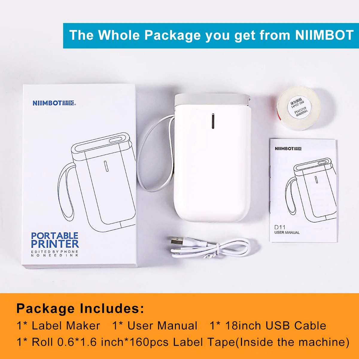 Niimbot D11 Protable Wireless Connection Label Printer White V943-D11-WH