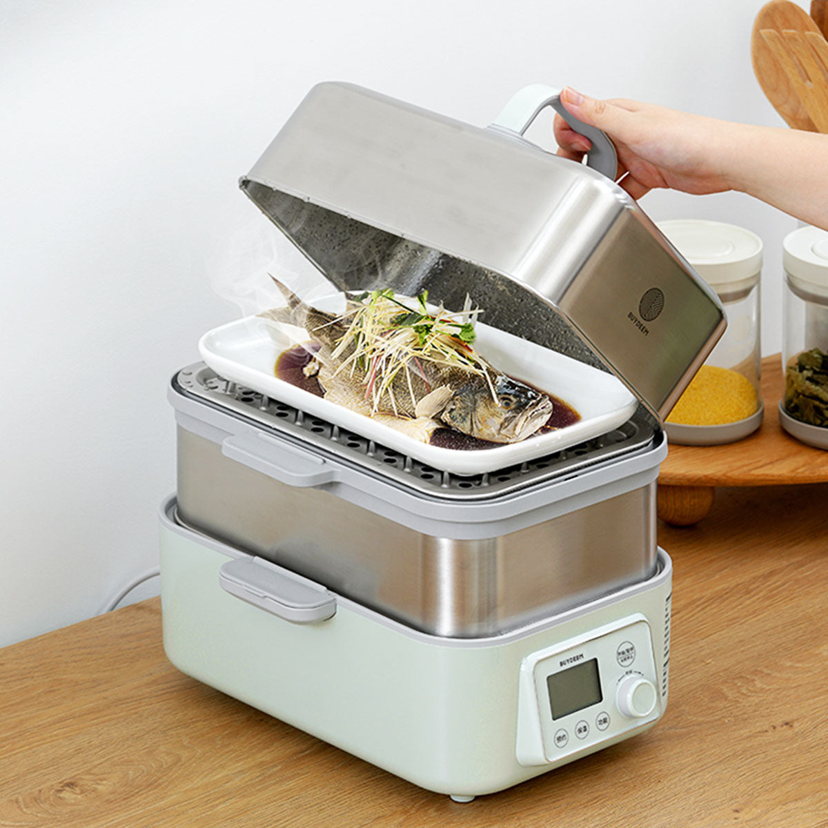 BUYDEEM Double Tier 10L Electric One Touch Digital Multifunctional Food Steamer V943-G56
