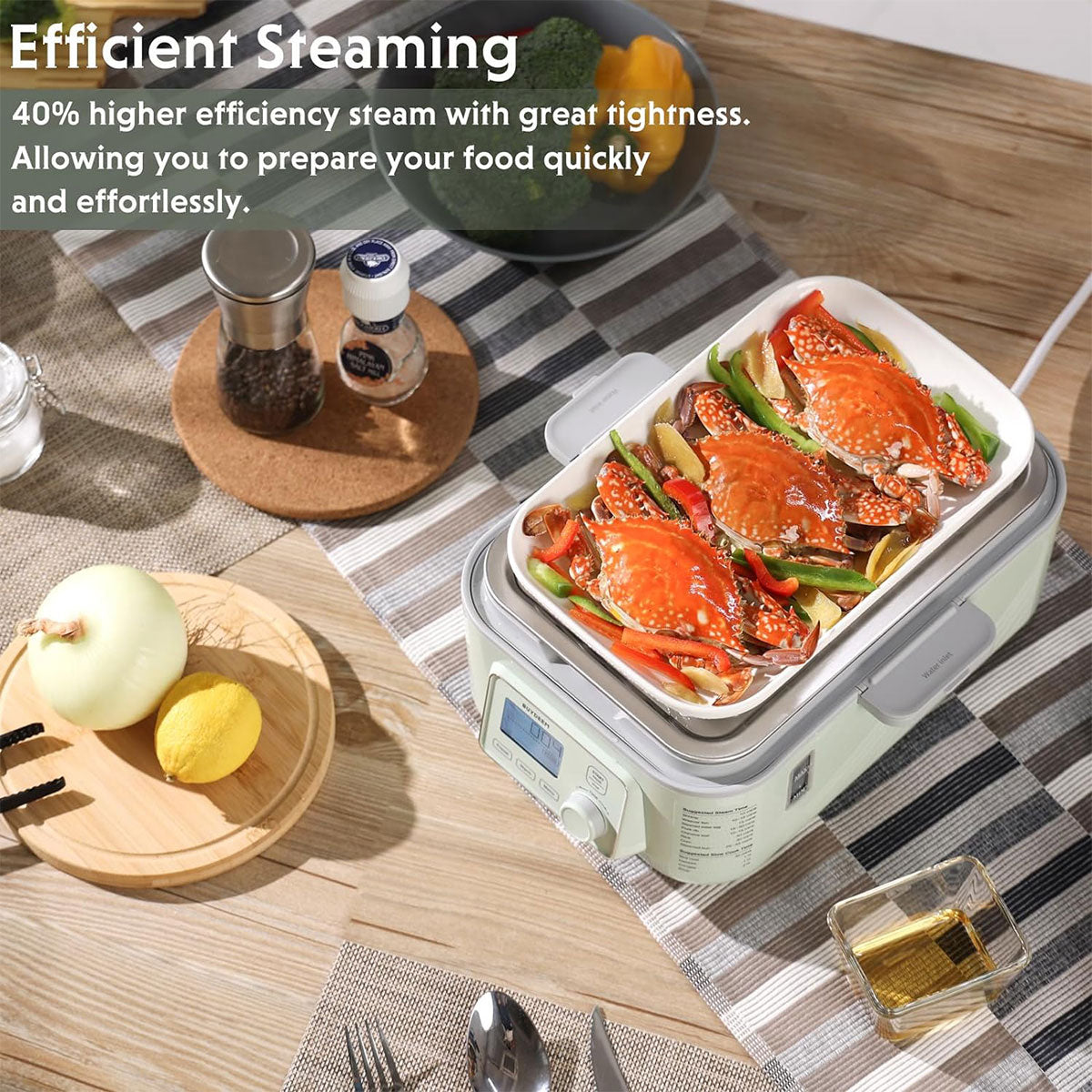 BUYDEEM Double Tier 10L Electric One Touch Digital Multifunctional Food Steamer V943-G56