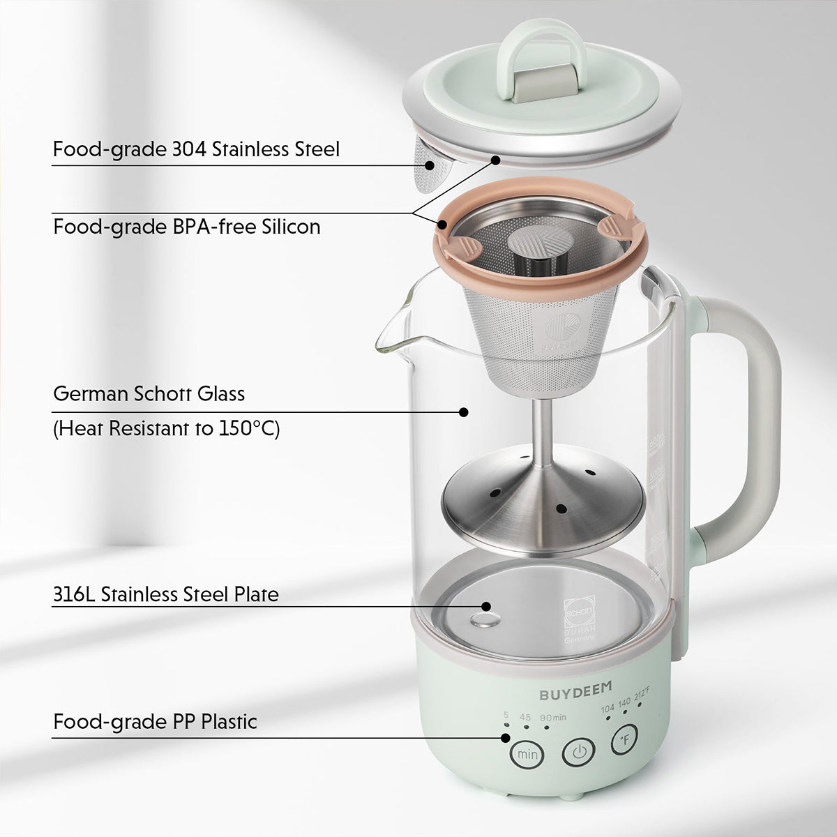 BUYDEEM Mini Multi-function Tea/Coffee Maker K32 600ml V943-K32AU-GREEN