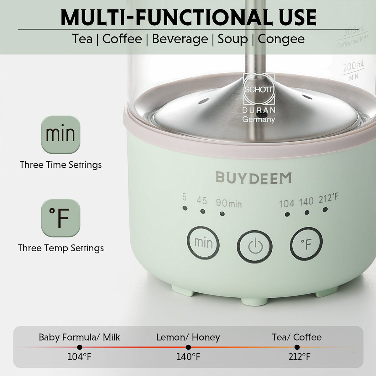 BUYDEEM Mini Multi-function Tea/Coffee Maker K32 600ml V943-K32AU-GREEN
