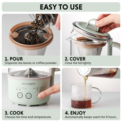 BUYDEEM Mini Multi-function Tea/Coffee Maker K32 600ml V943-K32AU-GREEN