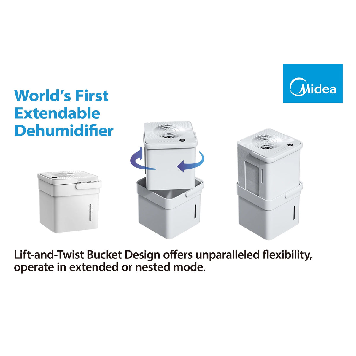 Midea Smart Cube Dehumidifier 20L/Day 12L Water Tank Compact Storage Full Water Warning V943-MDDM20
