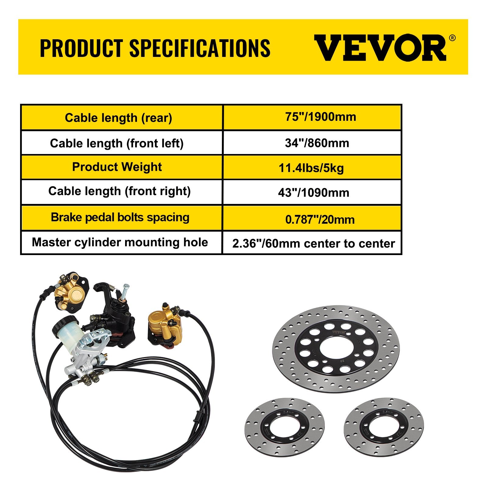 Go Kart Brake Master Cylinder Kit Go Kart Hydraulic Brake Kit Universal Go Karts Brake Kit Complete Including V952-02-08KDCSCTJ00001V0