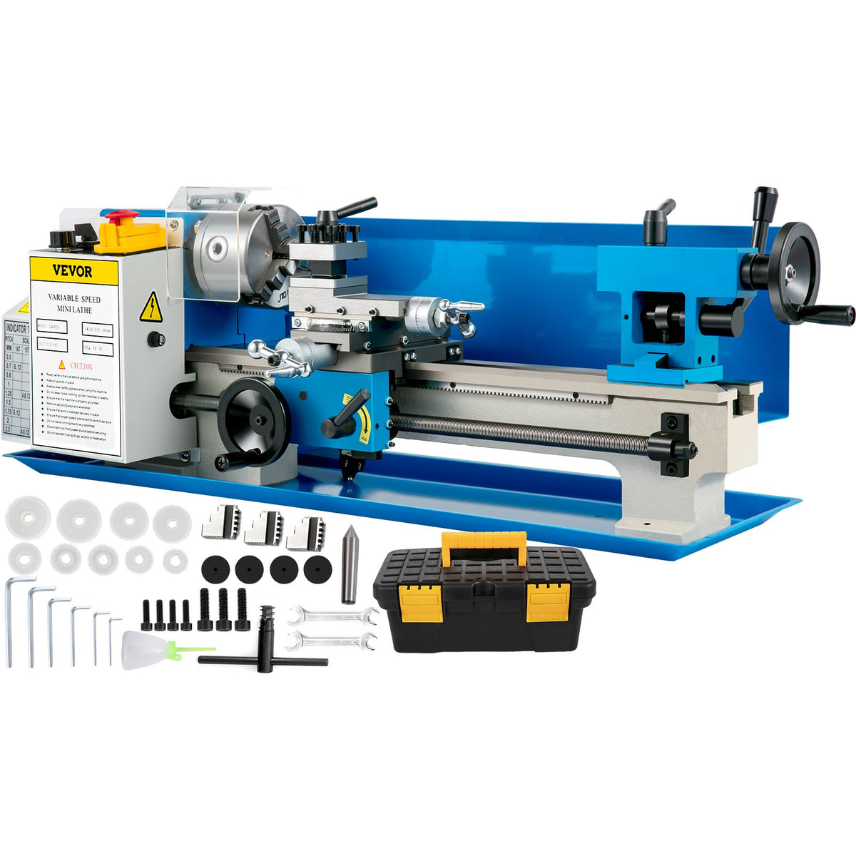 Metal Lathe 7'' x 14'', Mini Metal Lathe 0-2500 RPM Variable Speed,Mini Lathe with 4"" 3-jaw Chuck,Bench Top V952-0618WXCC000000001V3