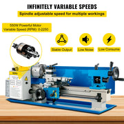 Metal Lathe 7'' x 14'', Mini Metal Lathe 0-2500 RPM Variable Speed,Mini Lathe with 4"" 3-jaw Chuck,Bench Top V952-0618WXCC000000001V3