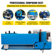 Metal Lathe 7'' x 14'', Mini Metal Lathe 0-2500 RPM Variable Speed,Mini Lathe with 4"" 3-jaw Chuck,Bench Top V952-0618WXCC000000001V3
