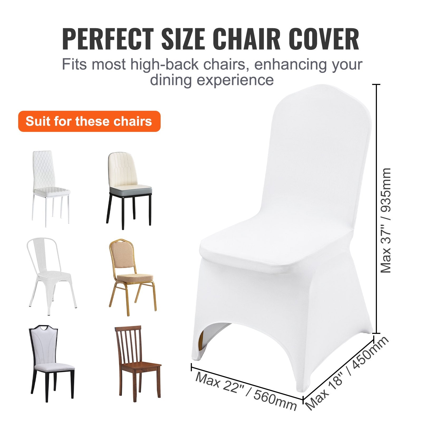Stretch Spandex Folding Chair Covers, Universal Fitted Arched Front Cover, Removable Washable Protective V952-100PCSGXBSYT00001V0