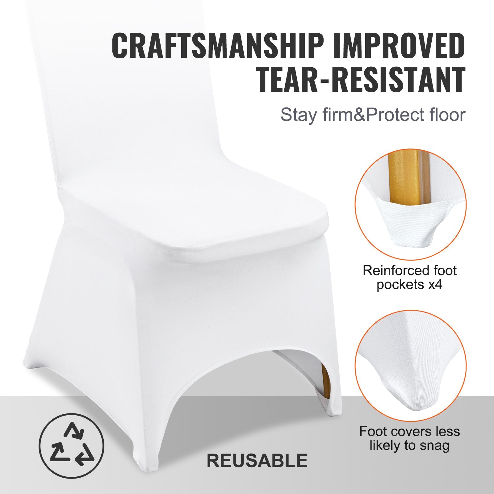Stretch Spandex Folding Chair Covers, Universal Fitted Arched Front Cover, Removable Washable Protective V952-100PCSGXBSYT00001V0