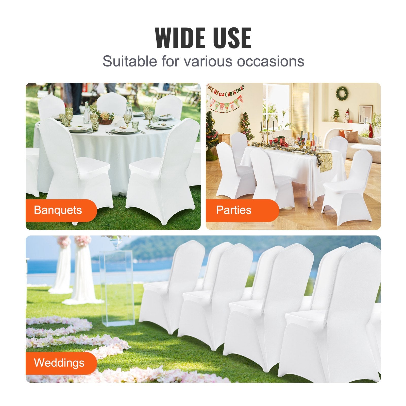 Stretch Spandex Folding Chair Covers, Universal Fitted Arched Front Cover, Removable Washable Protective V952-100PCSGXBSYT00001V0