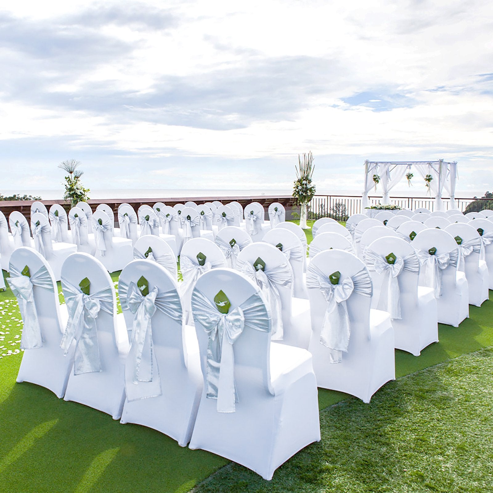 Stretch Spandex Folding Chair Covers, Universal Fitted Arched Front Cover, Removable Washable Protective V952-100PCSGXBSYT00001V0