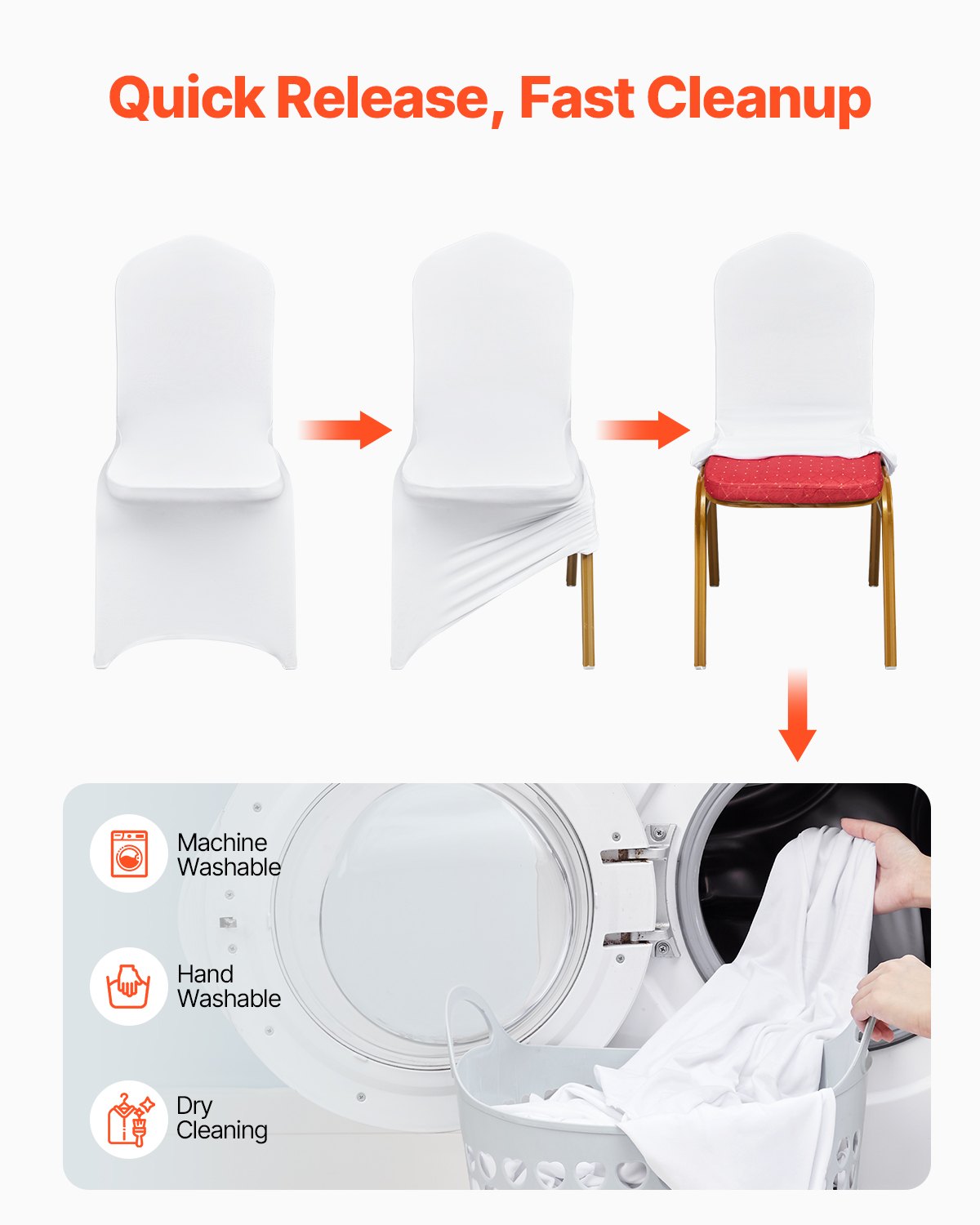 Stretch Spandex Folding Chair Covers, Universal Fitted Chair Cover, Removable Washable Protective Slipcovers, V952-100PCSQBHLYYT0001V0