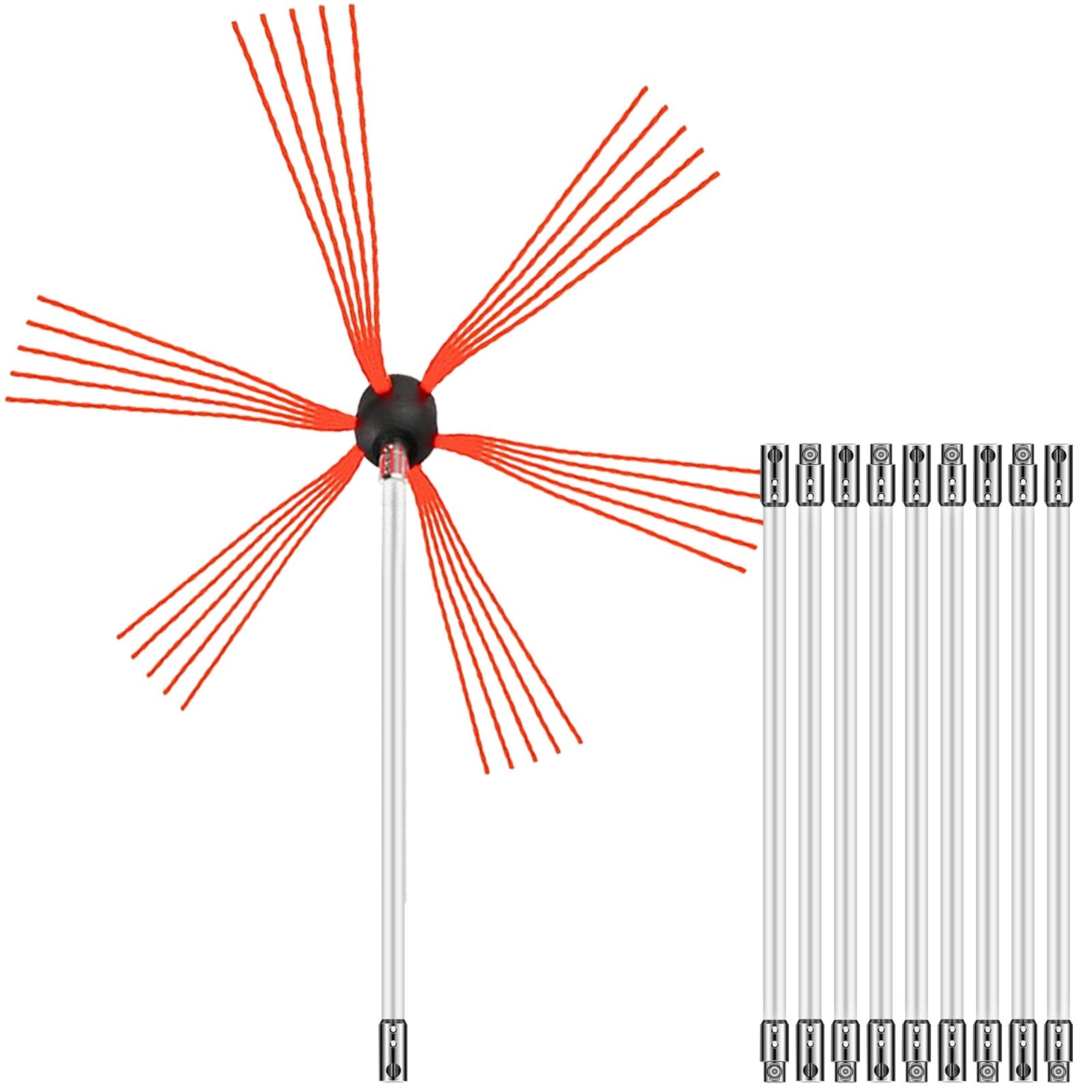 Chimney Sweep Kit 33FT Chimney Cleaning Kit Nylon Sooteater Chimney Cleaning Kit Flexible Brush Head Chimney V952-10MYCS00000000001V0
