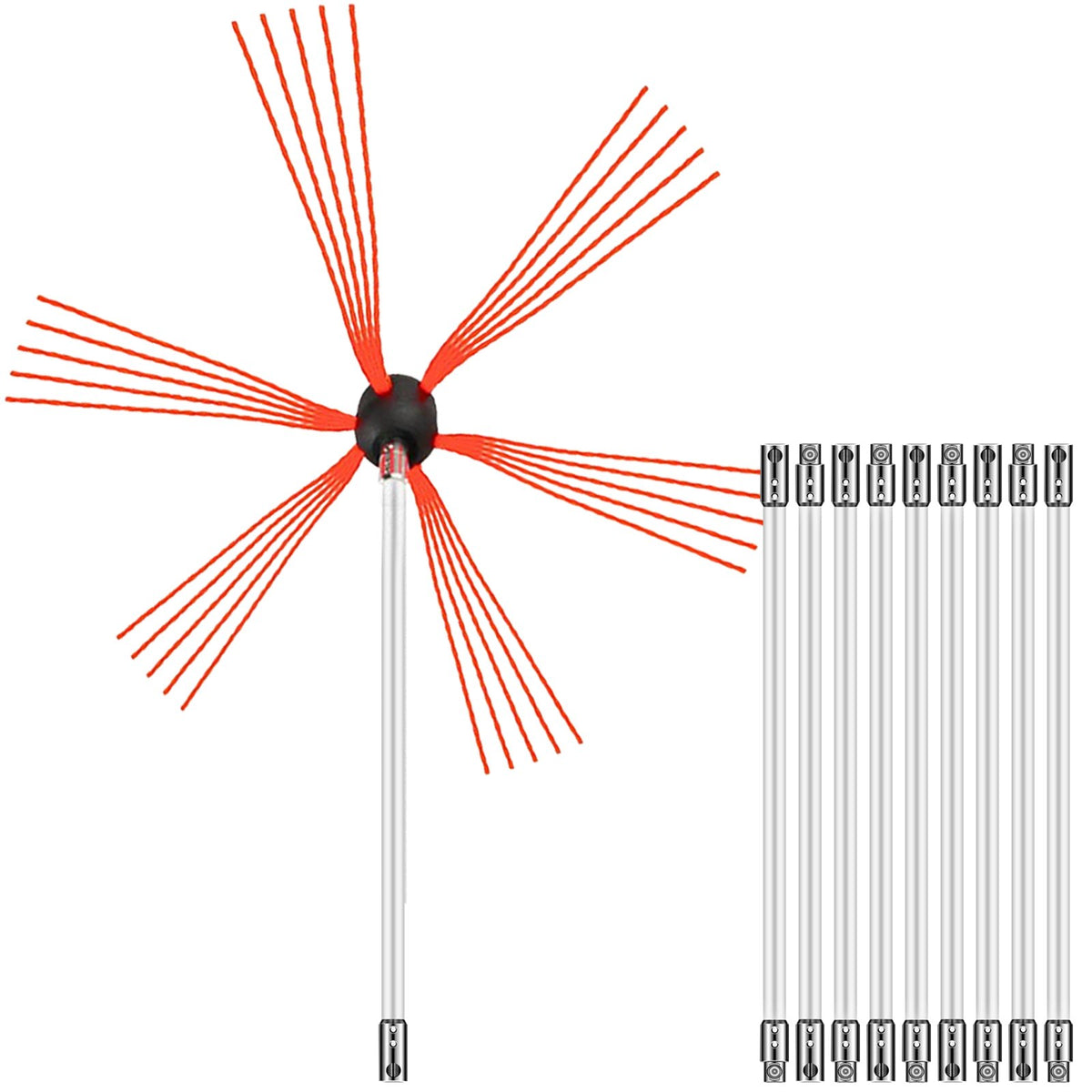 Chimney Sweep Kit 33FT Chimney Cleaning Kit Nylon Sooteater Chimney Cleaning Kit Flexible Brush Head Chimney V952-10MYCS00000000001V0