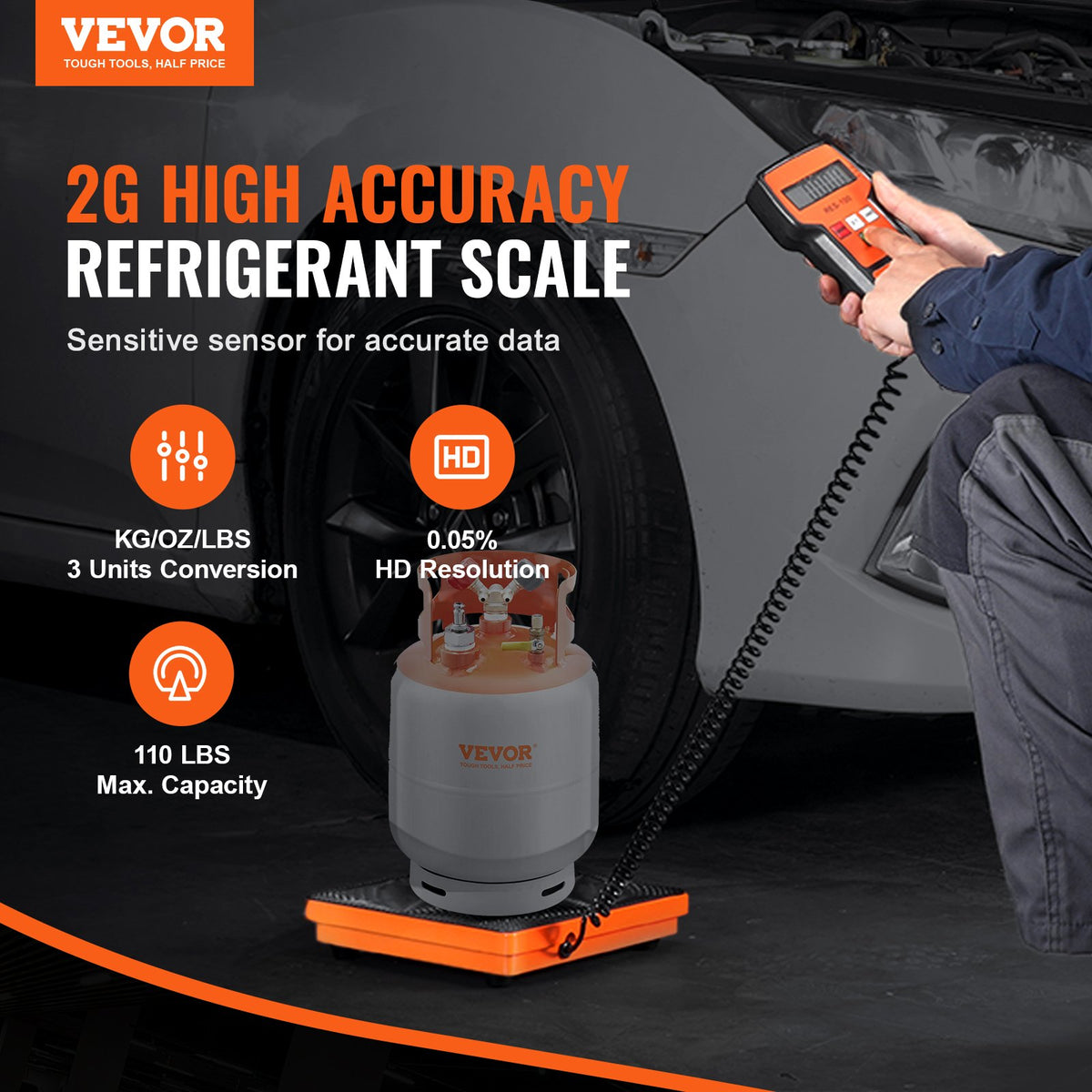Refrigerant Scale 110 LBS HAVC Charging Recovery Freon Scale, with Wired Remote Control, 2g High Precision V952-110BLMCYXYKK59JRSV9