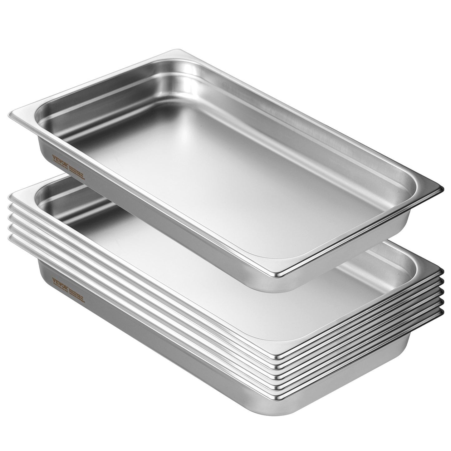 6 Pack Hotel Pans, Full Size Anti-Jam Steam Pan, 0.8mm Thick Stainless Steel Restaurant Steam Table Pan, V952-11QCCPWG25YCP9ZNIV0