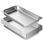6 Pack Hotel Pans, Full Size Anti-Jam Steam Pan, 0.8mm Thick Stainless Steel Restaurant Steam Table Pan, V952-11QCCPWG25YCP9ZNIV0