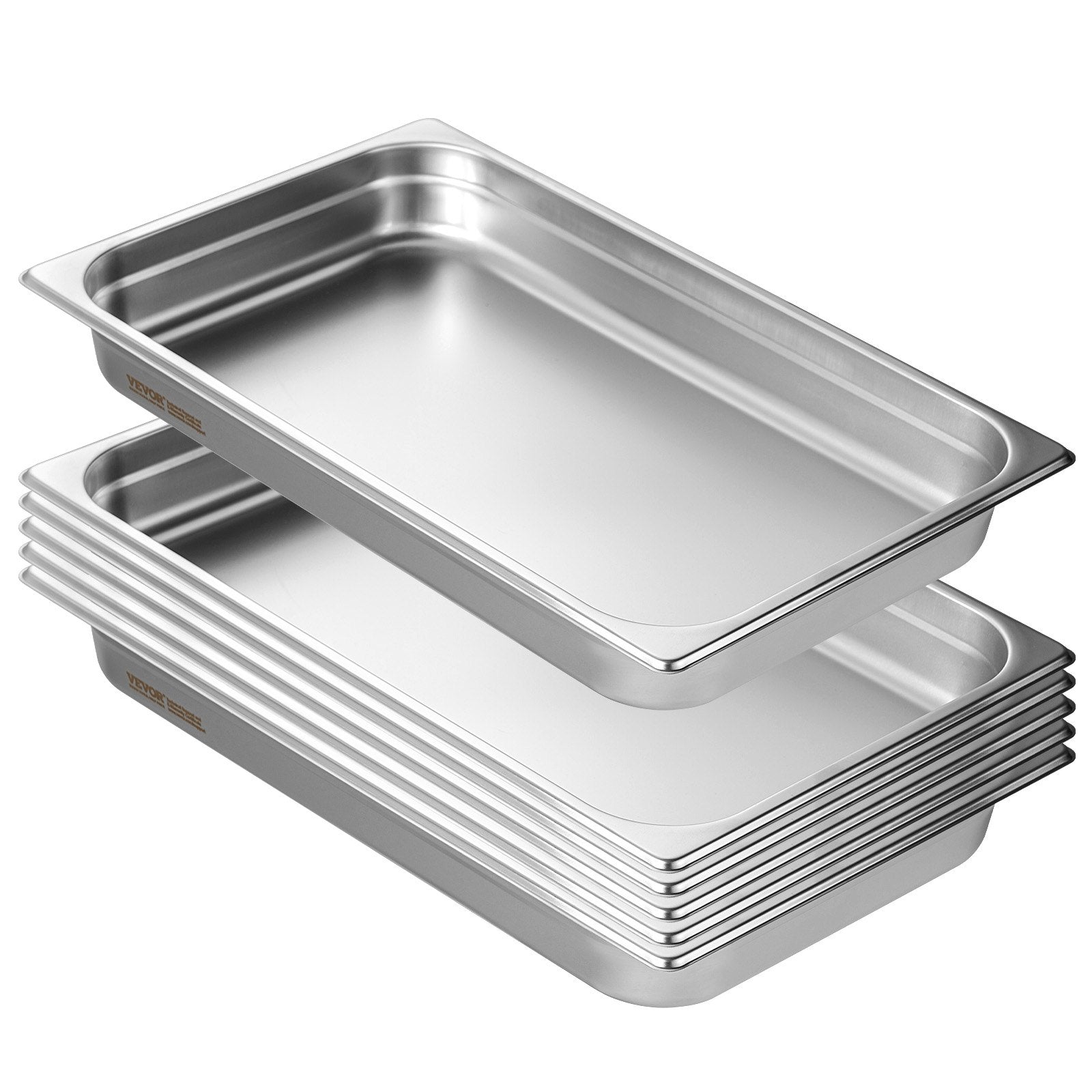 6 Pack Hotel Pans, Full Size Anti-Jam Steam Pan, 0.8mm Thick Stainless Steel Restaurant Steam Table Pan, V952-11QCCPWG25YCP9ZNIV0
