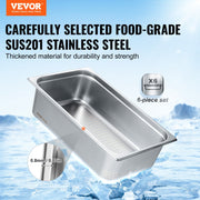 6 Pack Hotel Pans, Full Size Anti-Jam Steam Pan, 0.8mm Thick Stainless Steel Restaurant Steam Table Pan, V952-11QCCPWG6YCSQE87TV0