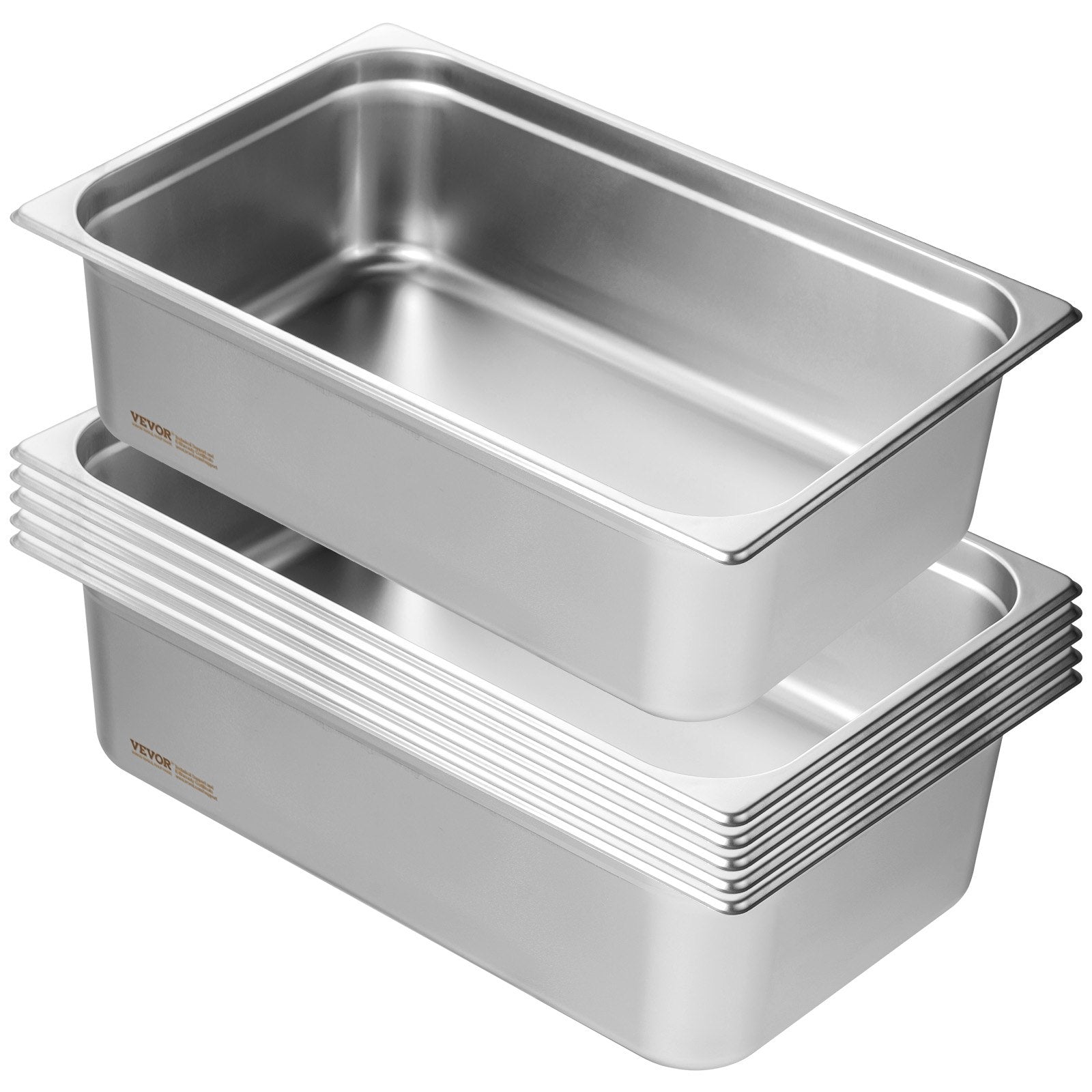 6 Pack Hotel Pans, Full Size Anti-Jam Steam Pan, 0.8mm Thick Stainless Steel Restaurant Steam Table Pan, V952-11QCCPWG6YCSQE87TV0