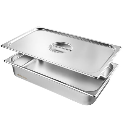 4 Pack Hotel Pans, Full Size Anti-Jam Steam Pan with Lid, 0.8mm Thick Stainless Steel Steam Table Pan, 4-Inch V952-11QCCPYG4YCSH7PULV0