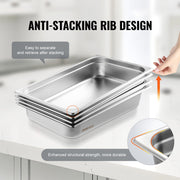 4 Pack Hotel Pans, Full Size Anti-Jam Steam Pan with Lid, 0.8mm Thick Stainless Steel Steam Table Pan, 4-Inch V952-11QCCPYG4YCSH7PULV0
