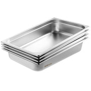 4 Pack Hotel Pans, Full Size Anti-Jam Steam Pan with Lid, 0.8mm Thick Stainless Steel Steam Table Pan, 4-Inch V952-11QCCPYG4YCSH7PULV0
