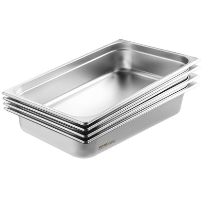4 Pack Hotel Pans, Full Size Anti-Jam Steam Pan with Lid, 0.8mm Thick Stainless Steel Steam Table Pan, 4-Inch V952-11QCCPYG4YCSH7PULV0