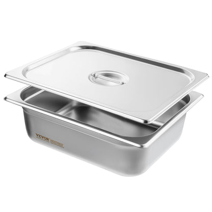 8 Pack Hotel Pans, 1/2 Size Anti-Jam Steam Pan with Lid, 0.8mm Thick Stainless Steel Steam Table Pan, 4-Inch V952-12BCCPBXG8JTGXJ0JV0