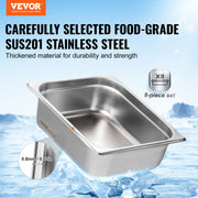 8 Pack Hotel Pans, 1/2 Size Anti-Jam Steam Pan with Lid, 0.8mm Thick Stainless Steel Steam Table Pan, 4-Inch V952-12BCCPBXG8JTGXJ0JV0