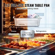 8 Pack Hotel Pans, 1/2 Size Anti-Jam Steam Pan with Lid, 0.8mm Thick Stainless Steel Steam Table Pan, 4-Inch V952-12BCCPBXG8JTGXJ0JV0