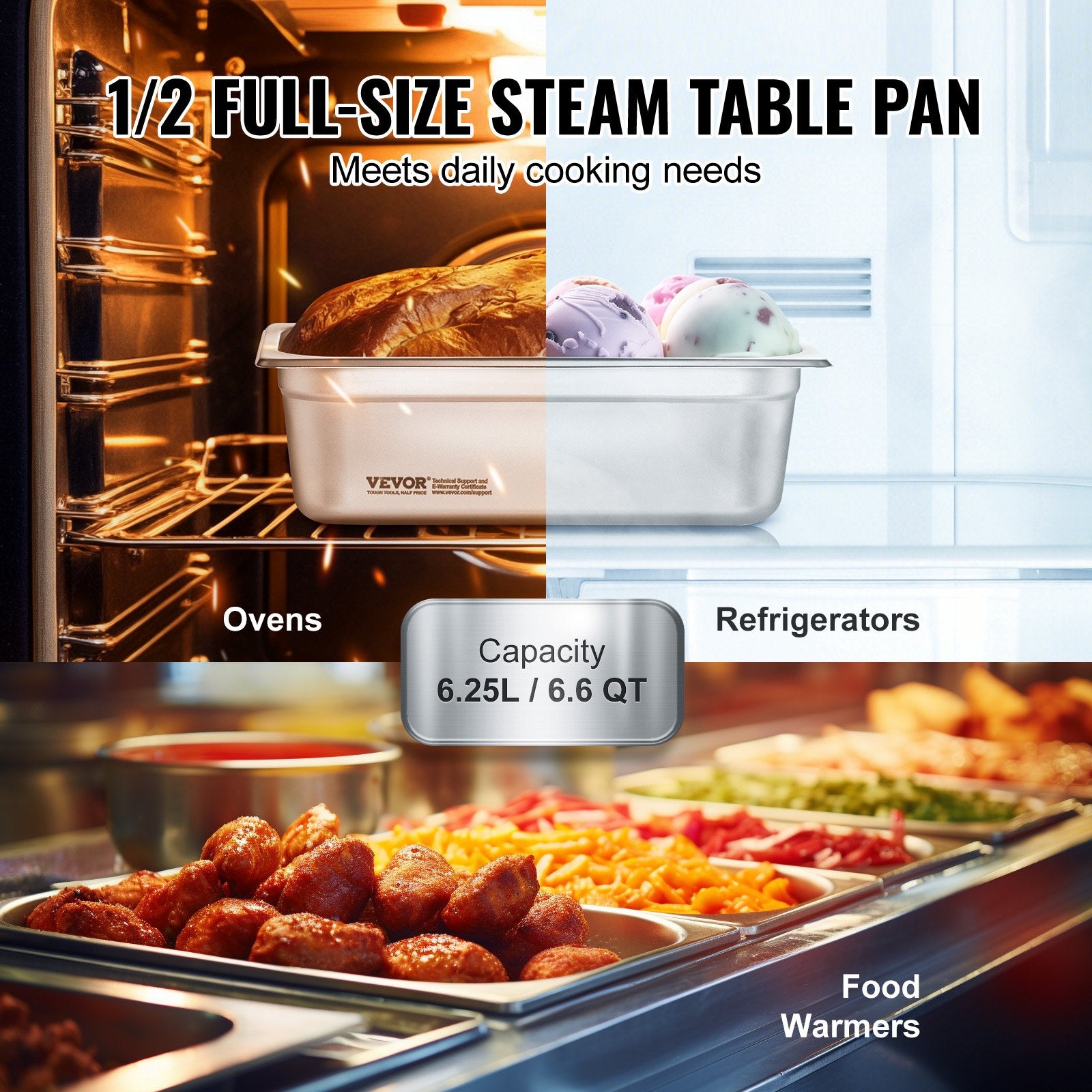 8 Pack Hotel Pans, 1/2 Size Anti-Jam Steam Pan with Lid, 0.8mm Thick Stainless Steel Steam Table Pan, 4-Inch V952-12BCCPBXG8JTGXJ0JV0
