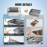 8 Pack Hotel Pans, 1/2 Size Anti-Jam Steam Pan with Lid, 0.8mm Thick Stainless Steel Steam Table Pan, 4-Inch V952-12BCCPBXG8JTGXJ0JV0